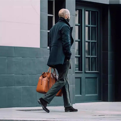 Men's British Woolen Overcoat for Autumn and Winter 2024, European and American Casual Lapel Single-breasted Solid Color Coat