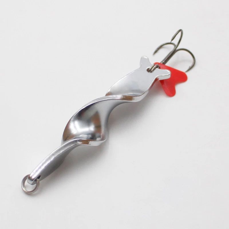 1PC Trolling Spinning Espiral Long Cast Colheres Isca de Pesca Girador 7g10g14g21g28g Parafuso Rotação Jigbait de Metal Lantejoulas de Coração Vermelho