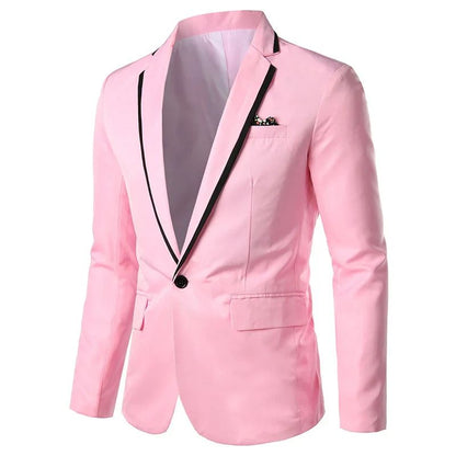 Cross-Border Color Block Single Suit 2024 Men's Casual Western-Style Long Sleeve Slimming Business Jacket Smooths Your Silhouett