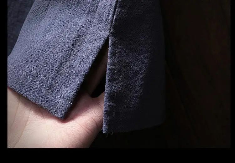 Men's Summer Loose-fit Short Sleeve Linen T-shirt Cotton Linen Body Solid Color Breathable V-neck Thin Top