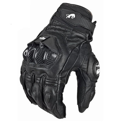 Luvas de Couro para Motociclista Masculinas Femininas 4 Estações Direção Supertech Preto/Branco Luvas de Corrida Motoqueiro Couro Bovino Corrida Moto Cavaleiro