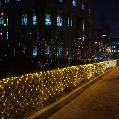 Luzes de corda de rede de LED 8 modos 220V 110V plugue UE/EUA Festival Decoração de Natal Guirlandas Festa de Natal Jardim Ano Novo Casamento