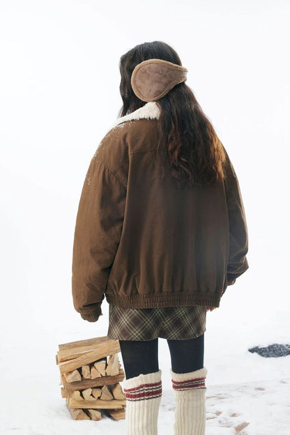 ?Mirrordust?Winter Jackets Men Thicken Warm Coat Vintage Loose Padded Jackets Big Pocket Fur Collar Jackets Outwear Unisex