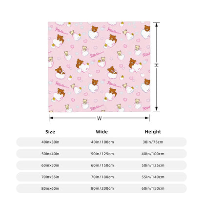 Rilakkuma  Korilakkuma Tea Time Flannel Throw Blanket  Super Warm Plush Quilt for Bedding  Couch