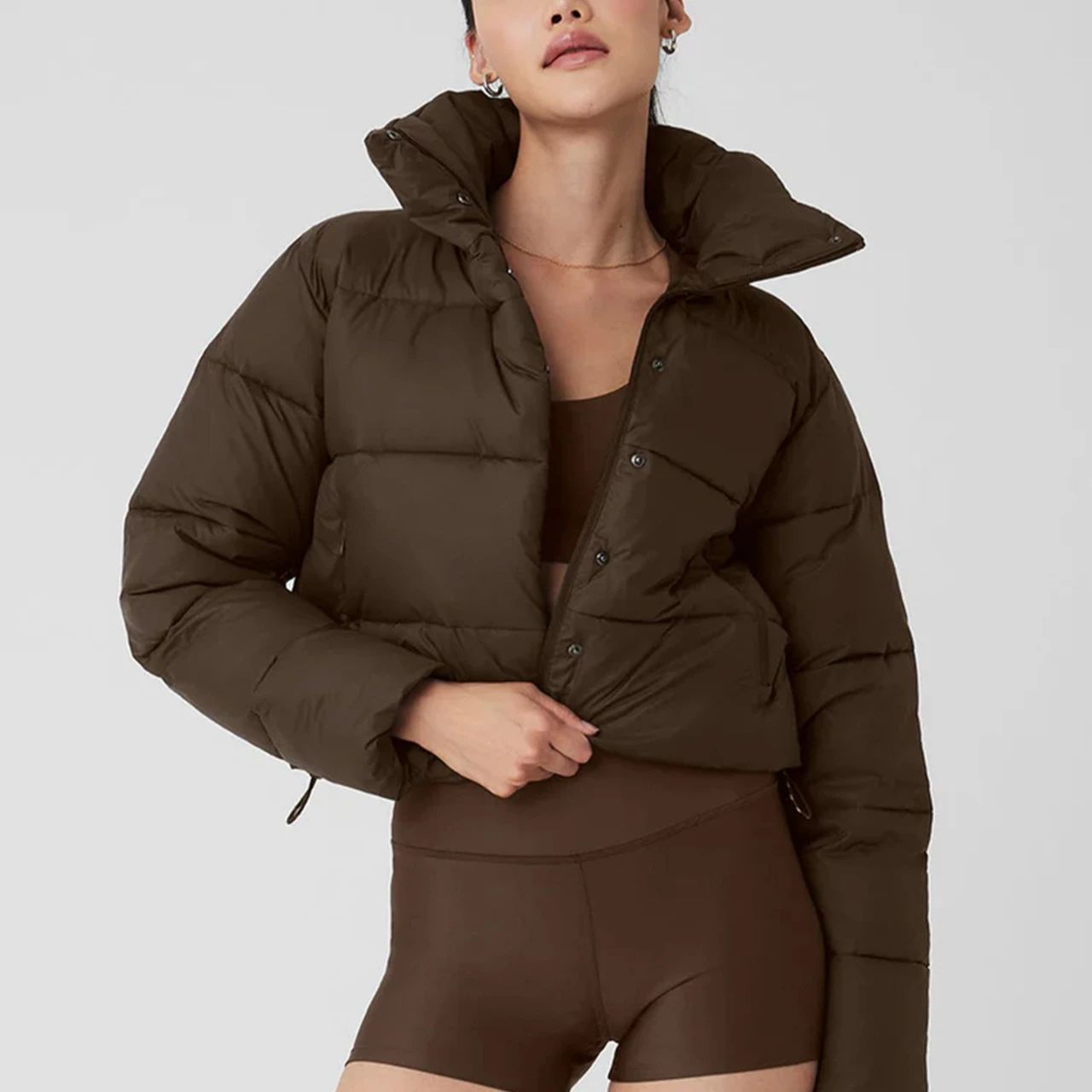 Stand-up Collar Sport Puff Parkas Women Loose Cotton Puffer Short Coat Outdoors Winter Classic Thicken Warm Cotton-padded Jacket