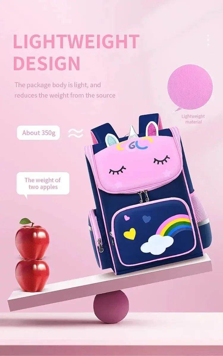 Mochila Escolar Infantil Meninas Ensino Fundamental 1º ao 6º Ano 6-12 Anos de Idade Fofa Leve Impermeável
