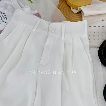Korean High Waist Nine Point Trousers Female Fall Summer Casual Loose Office Lady Suit Pants Fashion Solid Color Work Pant New