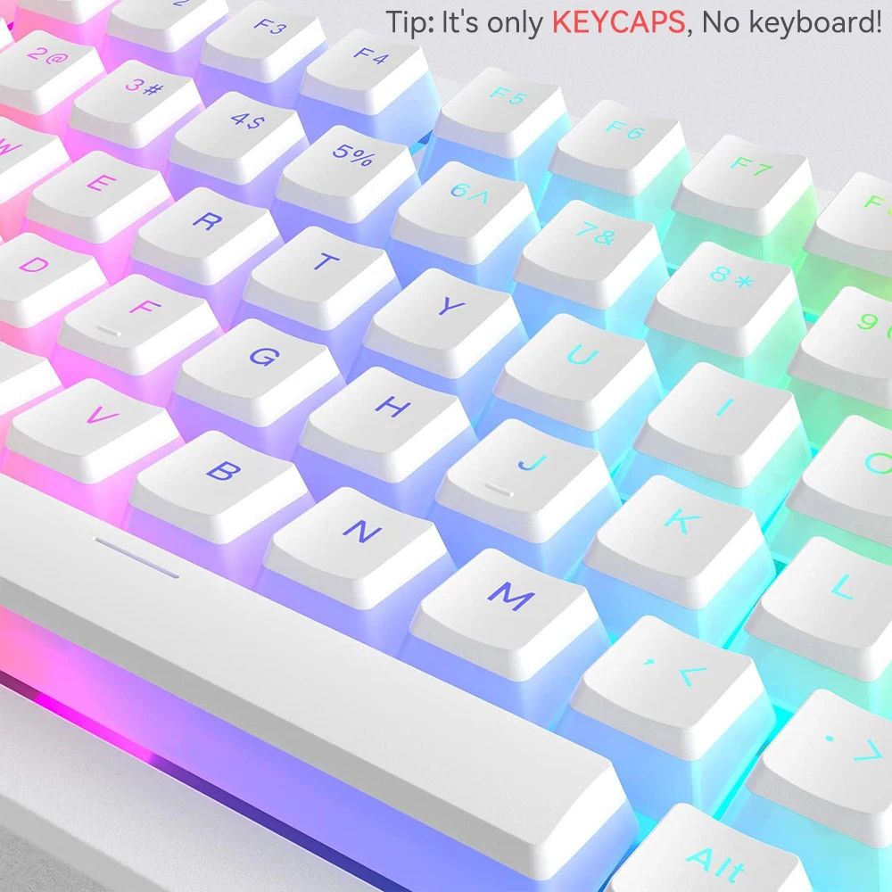 Novas teclas Pudding PBT 129 teclas Double Shot translúcidas para layouts de 60% 80% 100% perfil OEM para teclado mecânico gamer RGB