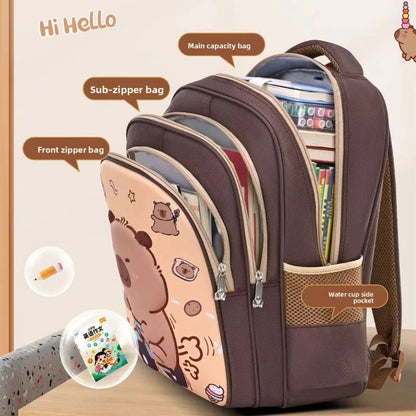 Capybara Children Backpack Waterproof Student Schoolbag Large Capacity Alleviate Burden School Bag Orthopedic Backpack Book Bag