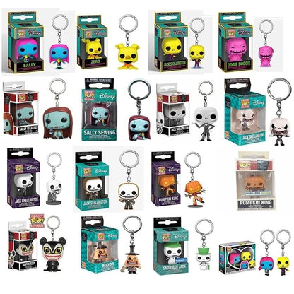 18 modelos de chaveiros de bolso FUNKO O Estranho Mundo de Jack #2 Sally Jack Neve Teddy Prefeito Zero Abóbora Bonecos de Ação