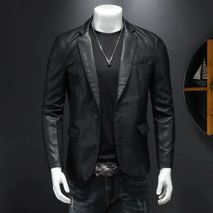 2025 2025 Men's Solid Colors Motorcycle PU Jacket Autumn Male PU Leather Jackets Casual Biker Leather Coats Brand Clothing Men C