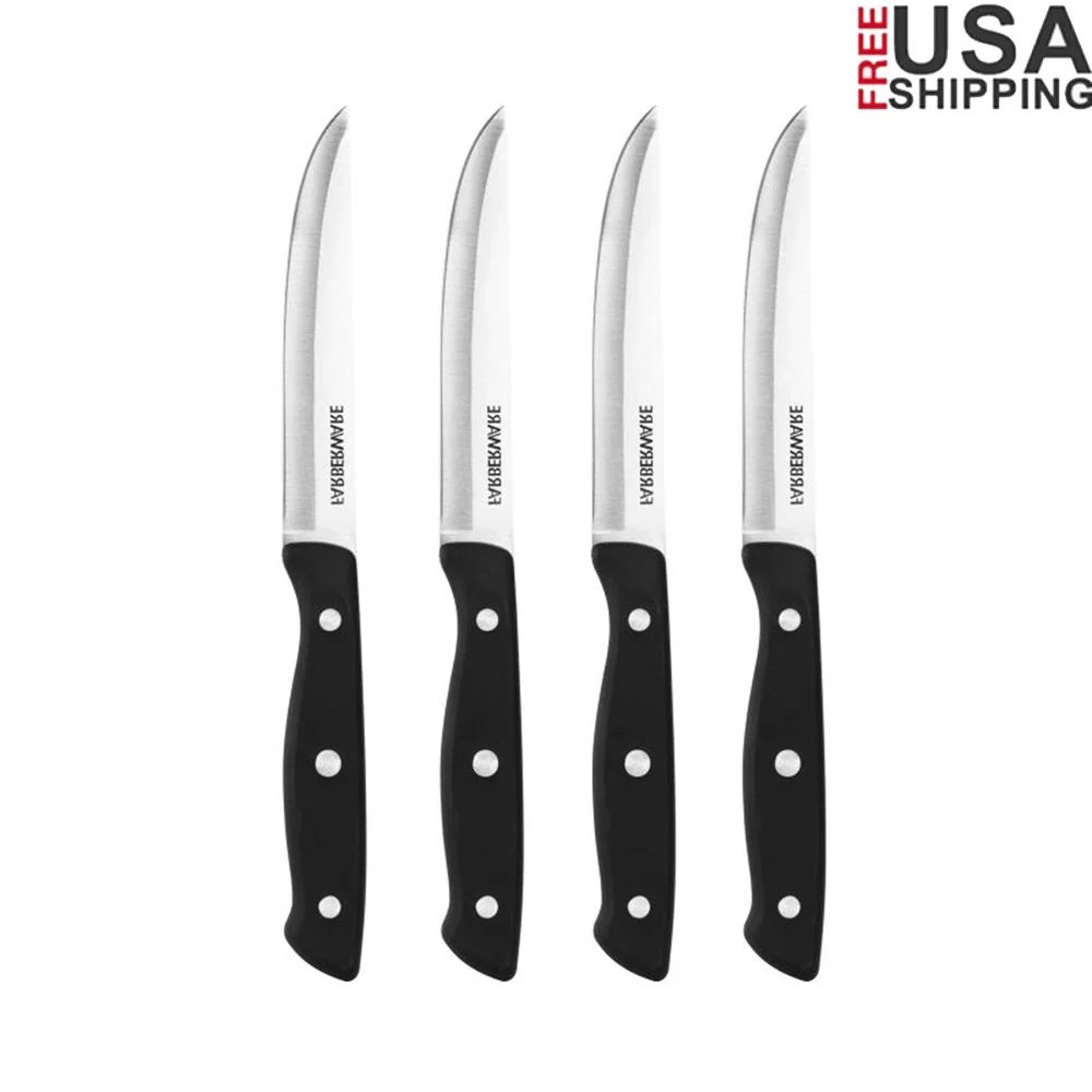 Conjunto de Facas para Churrasco em Aço Inoxidável 4 Peças Lâminas Duráveis de Alto Carbono Cabos Confortáveis Talheres de Cozinha Precisos