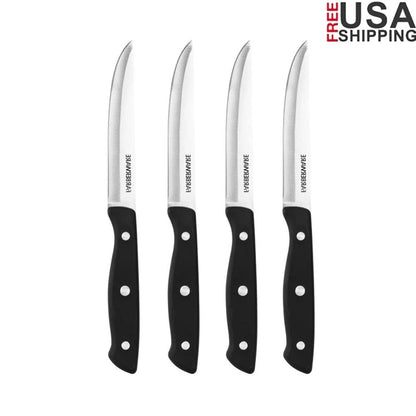 Conjunto de Facas para Churrasco em Aço Inoxidável 4 Peças Lâminas Duráveis de Alto Carbono Cabos Confortáveis Talheres de Cozinha Precisos