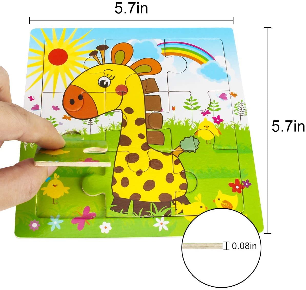 9/16 Jigsaw Puzzles for Kids Ages 2 3 4 5 Toddler Wooden Puzzle Preschool Educational Toys Set Animals Puzzle for Boys and Girls