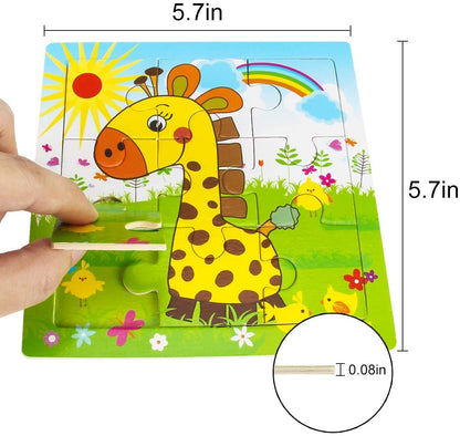 9/16 Jigsaw Puzzles for Kids Ages 2 3 4 5 Toddler Wooden Puzzle Preschool Educational Toys Set Animals Puzzle for Boys and Girls
