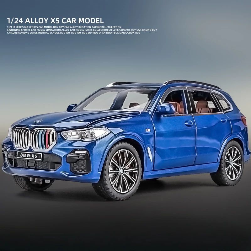 1:24 BMW X5 Modelos Carros em Miniatura SUV 6 Portas Abertas Veículos Pneus de Borracha com Luz de Som Carro Brinquedos Educacionais Infantis