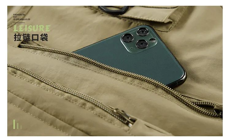 Colete Masculino de Malha com Vários Bolsos Secagem Rápida Sem Mangas Jaqueta Repórter Solto Casual Fino para Pesca Colete Masculino