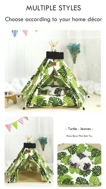 Tenda Tipi para Gatos e Cães, Portátil, Removível, Lavável, Casinha Interna para Filhotes com Almofada e Lousa, Cama para Gato