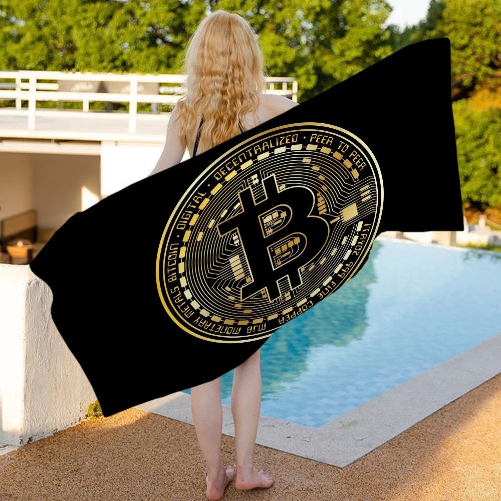 Bitcoin Evolution Of Money Beach Towel Cartoon Cute Summer Kids Large Bath Pool Beach Towel Microfiber Absorbent