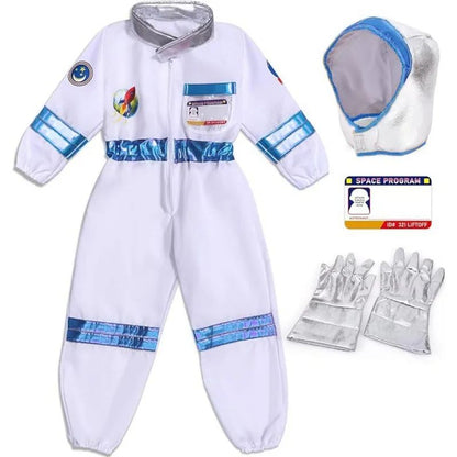 Halloween Astronaut Cosplay Costume Kids Boy Girl Jumpsuit Cartoon Space Party Spaceman Outfit White Spacesuit Bodysuit Clothing