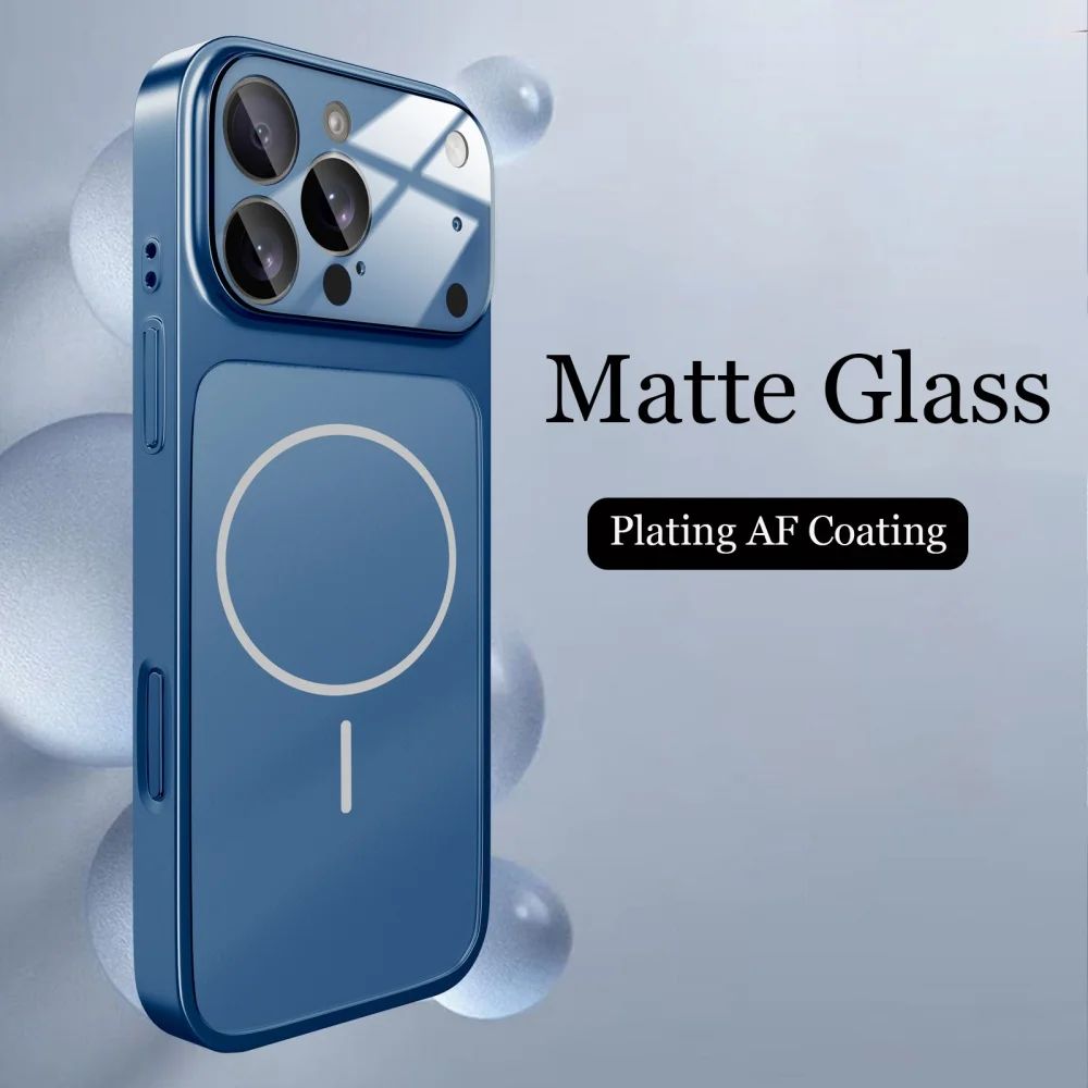 Capa de Vidro Fosco Nano Original para iPhone 17 Pro Max 16 15 14 13 Pro Max 17Air Magnética Magsafe Carregamento Sem Fio Armadura Funda