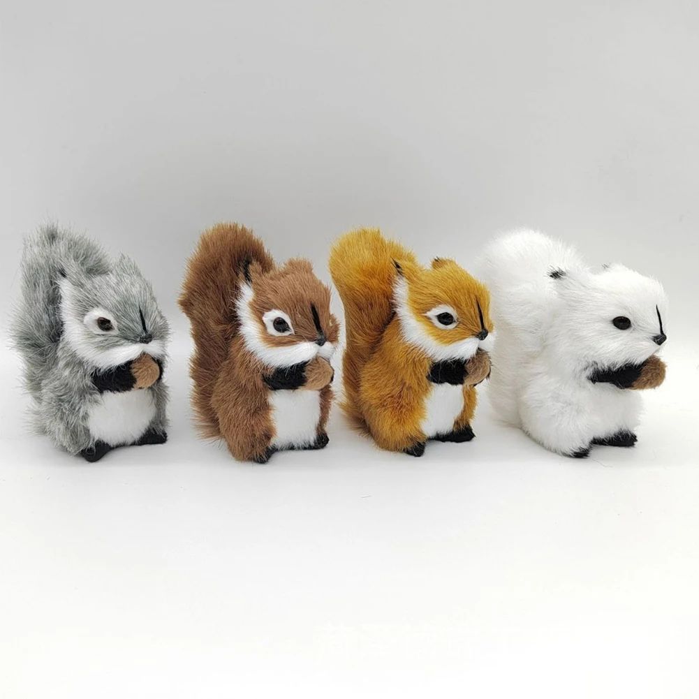 Simulation Squirrel Animal Figurines Christmas Artificial Squirrel Ornament Christmas New Year Party Desktop Decoration
