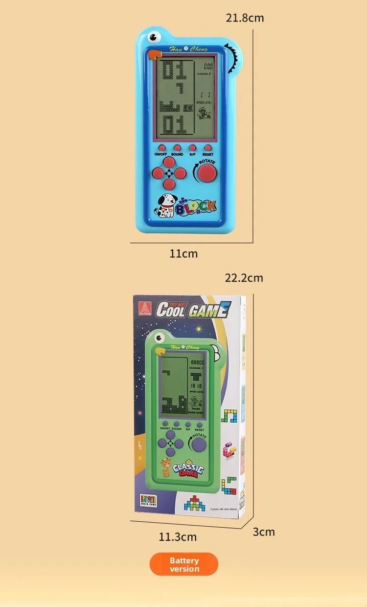 New Model Children's Large-screen Game Console - Tetris Game Console - Classic Puzzle Toy