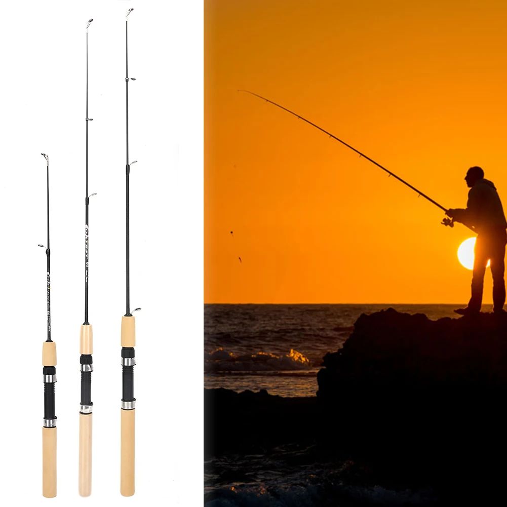 60/80/100cm Vara de Pesca no Gelo Portátil Vara de Carbono Leve para Rio Cabo Confortável Pesca de Carpa Pesca Equipamento de Pesca