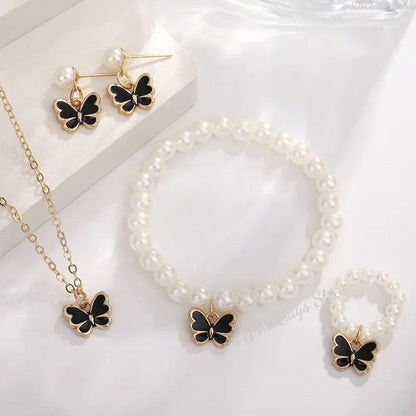 Conjuntos de Joias de Borboleta com Cristal Acrílico Romântico Pulseira Anel Colar Brinco Conjunto para Mulheres Acessórios de Vestido de Jantar de Casamento