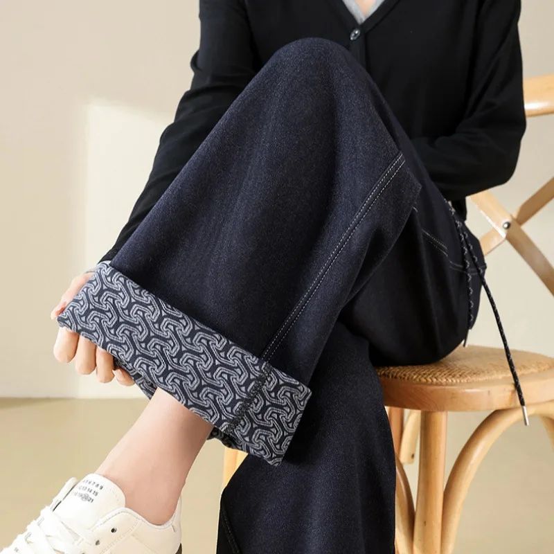 High Waist Straight Leg Jeans Loose Slimming Wide Leg Pants Fashionable Versatile Draping Lengthening Leg Appearances Floor-Leng