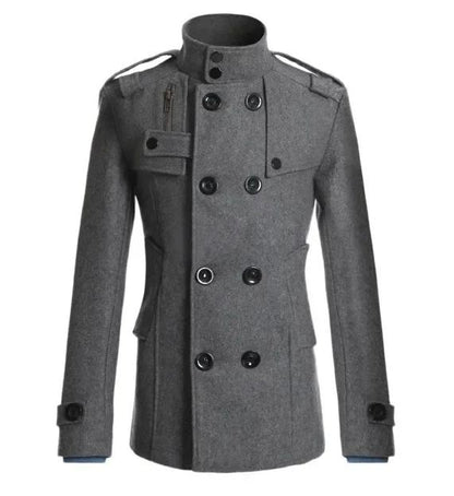 Men's Woolen Overcoat for Autumn and Winter. Korean Style Men's Clothing, Fashionable Slim-fit Double-breasted Mid-to-long Coat.