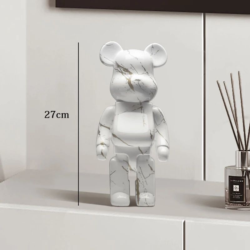 Estátua Urso Graffiti 27cm Bloco Tinta Urso Decoração Enfeites de Resina para Desktop Decoração de Casa Sala de Estar Urso Escultura de Chão Presentes