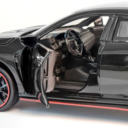 Carrinhos de brinquedo Honda Civic Type-R em liga metálica, escala 1:32, modelos fundidos com som e luz, veículos em miniatura, presentes de aniversário para crianças e adultos