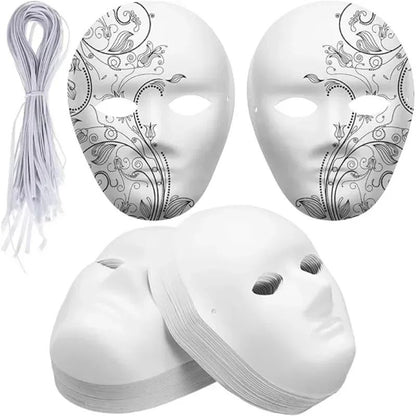1/8pcs DIY White Masks Halloween Paper Mache Full Face Paintable Cosplay Craft Party Supplies Unisex Face Cover Costume Prop