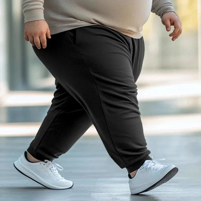 Men's Casual Pants Plus Size 110-180KG Stretch Slim Fit Elastic Waist Jogger Pants 1XL-7XL Classic Black Trousers Male Clothing