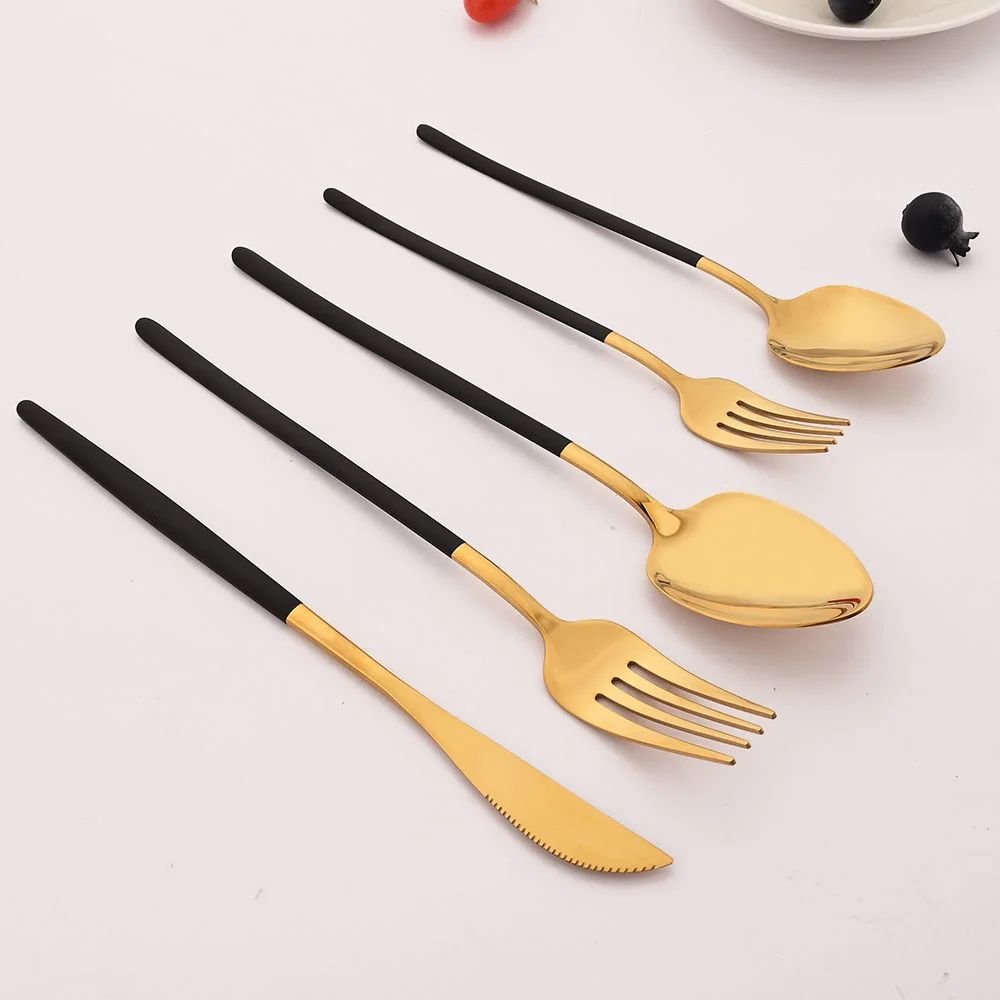 8 Garfos de Jantar Pretos Talheres Aço Inoxidável 18/10 Utensílios de Cozinha Ocidentais Conjunto de Garfos para Restaurante