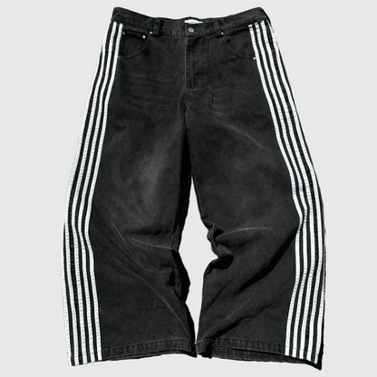 Y2K Baggy Jeans high quality Embroidered Striped Harajuku Sweatpants men women Hip Hop streetwear Casual wide leg Denim Pants