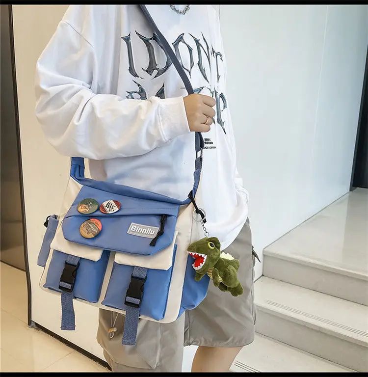 Harajuku Men Nylon Crossbody Bags for Women Messenger Bag Girls School Book Bags Youth Canvas Handbags Shoulder Bag Sac Bolsas