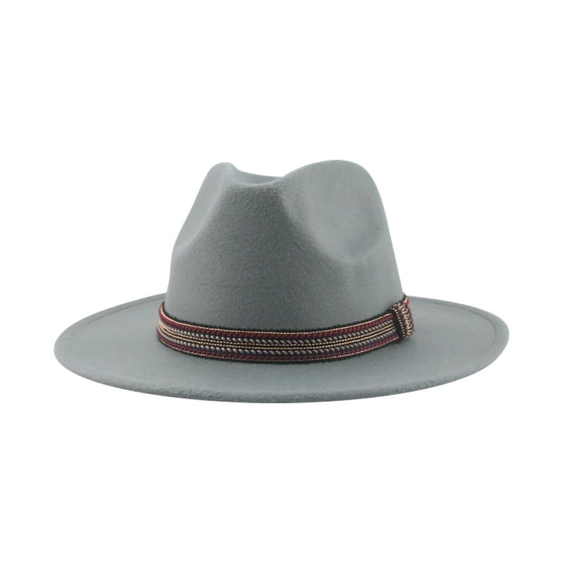 Chapéu Feminino Fedora de Feltro Sólido Casual Chapéu de Inverno Feminino Bonés Masculinos Faixa Panamá Preto Cáqui ????? ??????? Sombrero
