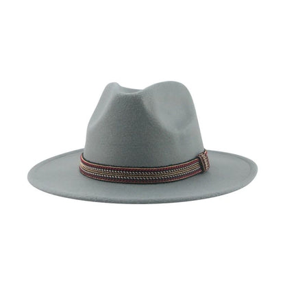 Chapéu Feminino Fedora de Feltro Sólido Casual Chapéu de Inverno Feminino Bonés Masculinos Faixa Panamá Preto Cáqui ????? ??????? Sombrero