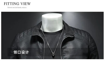 Motorcycle PU Leather Jacket Men Winter Leahter Jacket Male Stand Collar Casual Windbreaker trendy mens clothing black blue coat