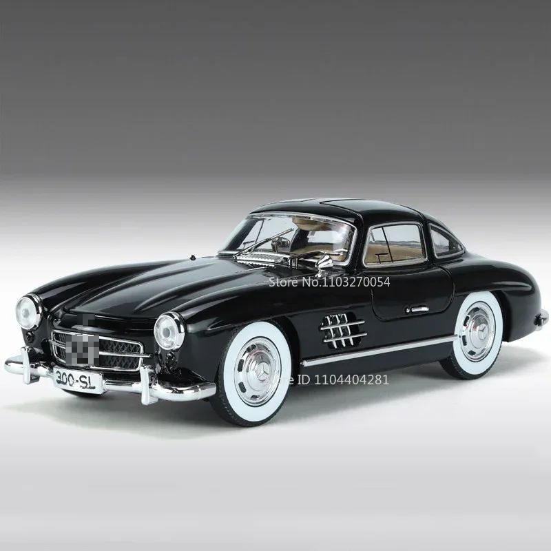 1:24 W140 300SL Toys Alloy Miniature Car Diecast Model Doors Opened Sound Light Pull Abck Rubber Tires Vehice Kid Christmas Gift