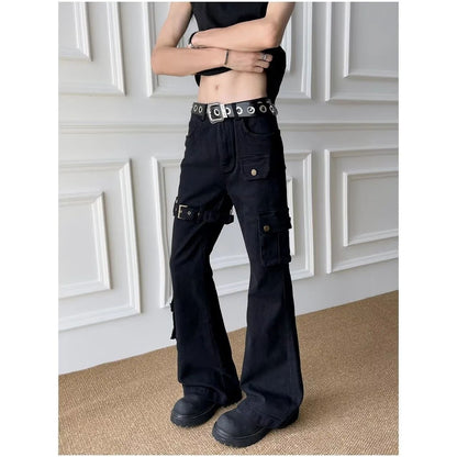 Calça Jeans Boca de Sino Masculina e Feminina, Ajustada, Estilo Fino, Casual, Fashion de Rua, da China Continental