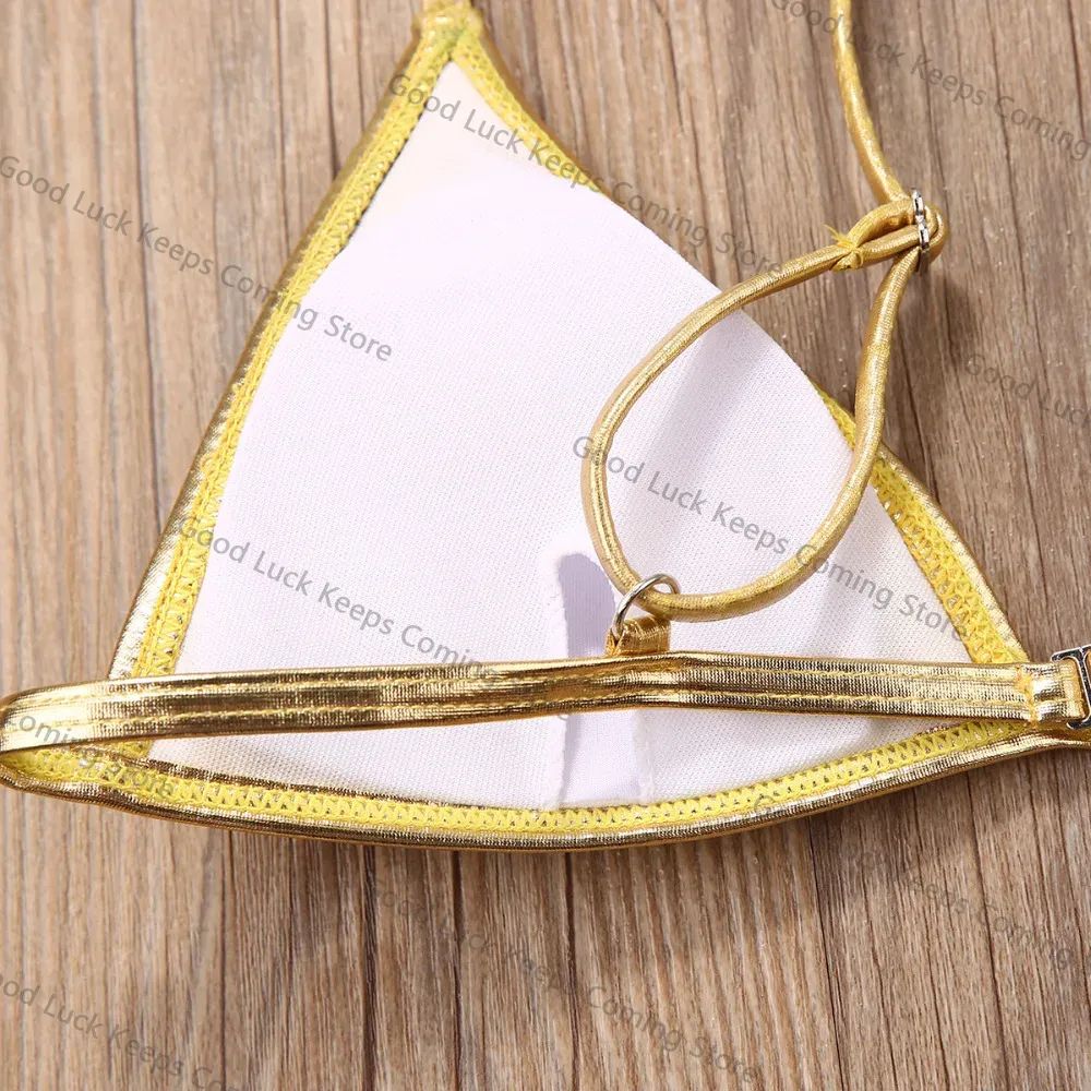 Women Sexy Thong Bikini Set Silver Gold Sequinis Biquini Swimwear 2025 Summer Push Up Padded Bra Bathing Suit Beach Wear