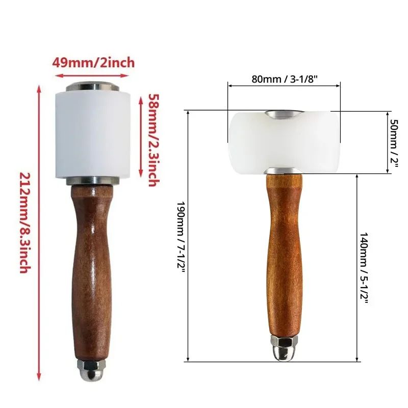 Ferramenta Martelo de Nylon com Cabo de Madeira Ferramenta Manual Doméstica Ideal para Artesanato em Couro Ferramentas de Escultura Suprimentos