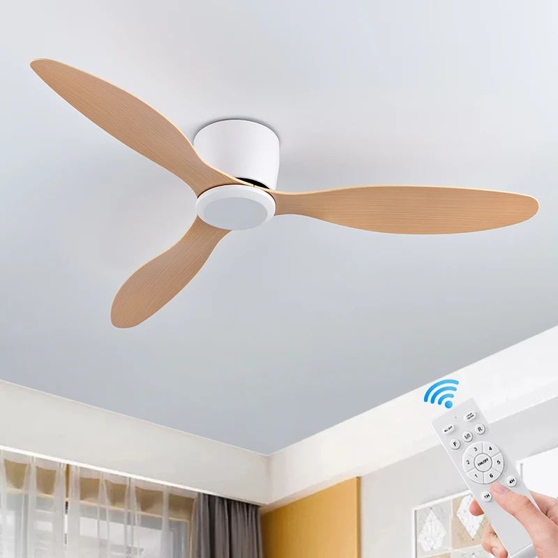 Ceiling Fan Low Floor DC Motor Electric Fan Remote Control Large Household Fan Without Light for Living Room Bedroom