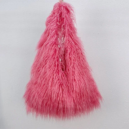 2025 NOVAS Bolsas de Ombro Pelúcia Lã Femininas Y2k Hot Girls Bolsa Saco com Cordão de Pele Sintética Moda Feminina Bolsas de Mão Peludas Tote