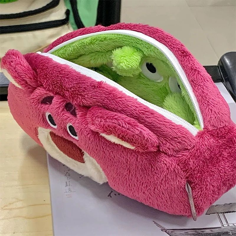 Disney Lotso Flip Alien Double Sided Pencil Case Cartoon Cute Pen Storage Bag Fuuny Child Birthday Gift