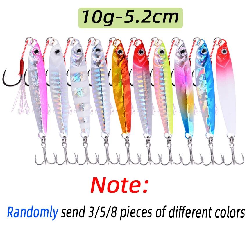 3/5/8 unidades de iscas de pesca de metal Jig Set 7g 10g 14g 21g 28g 40g Iscas de Jigging de arremesso em costa marítima Colher isca artificial de água salgada