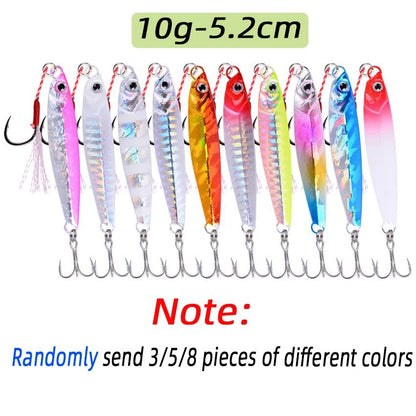 3/5/8 unidades de iscas de pesca de metal Jig Set 7g 10g 14g 21g 28g 40g Iscas de Jigging de arremesso em costa marítima Colher isca artificial de água salgada